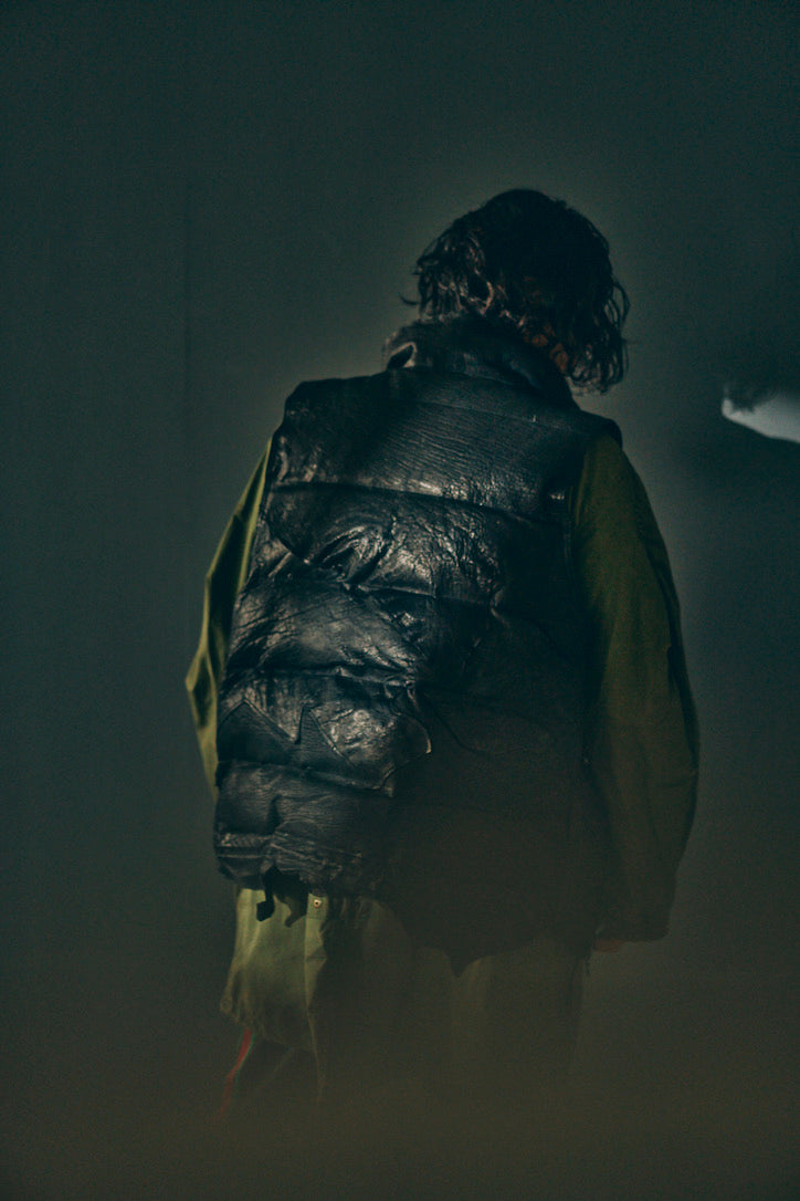 GOODKARMA DEVELOPMENT/Leather Down Vest"GRIZZLY"