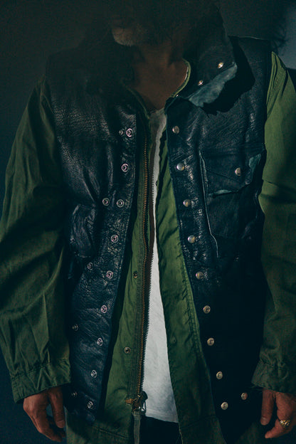 GOODKARMA DEVELOPMENT/Leather Down Vest"GRIZZLY"