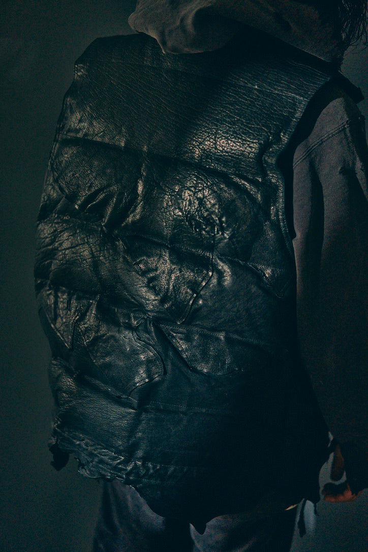 GOODKARMA DEVELOPMENT/Leather Down Vest"GRIZZLY"