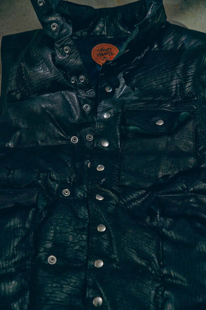 GOODKARMA DEVELOPMENT/Leather Down Vest"GRIZZLY"