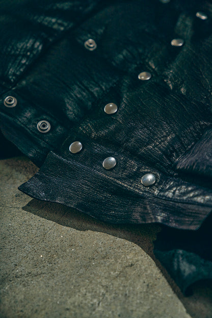 GOODKARMA DEVELOPMENT/Leather Down Vest"GRIZZLY"