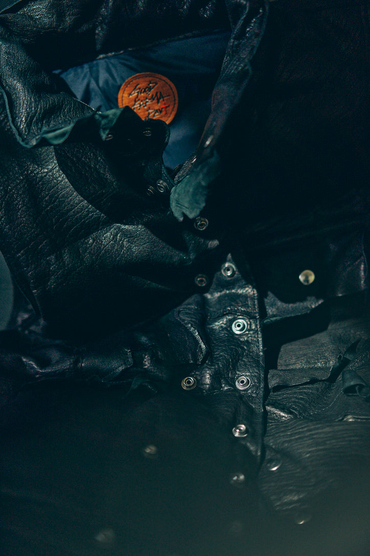 GOODKARMA DEVELOPMENT/Leather Down Vest"GRIZZLY"